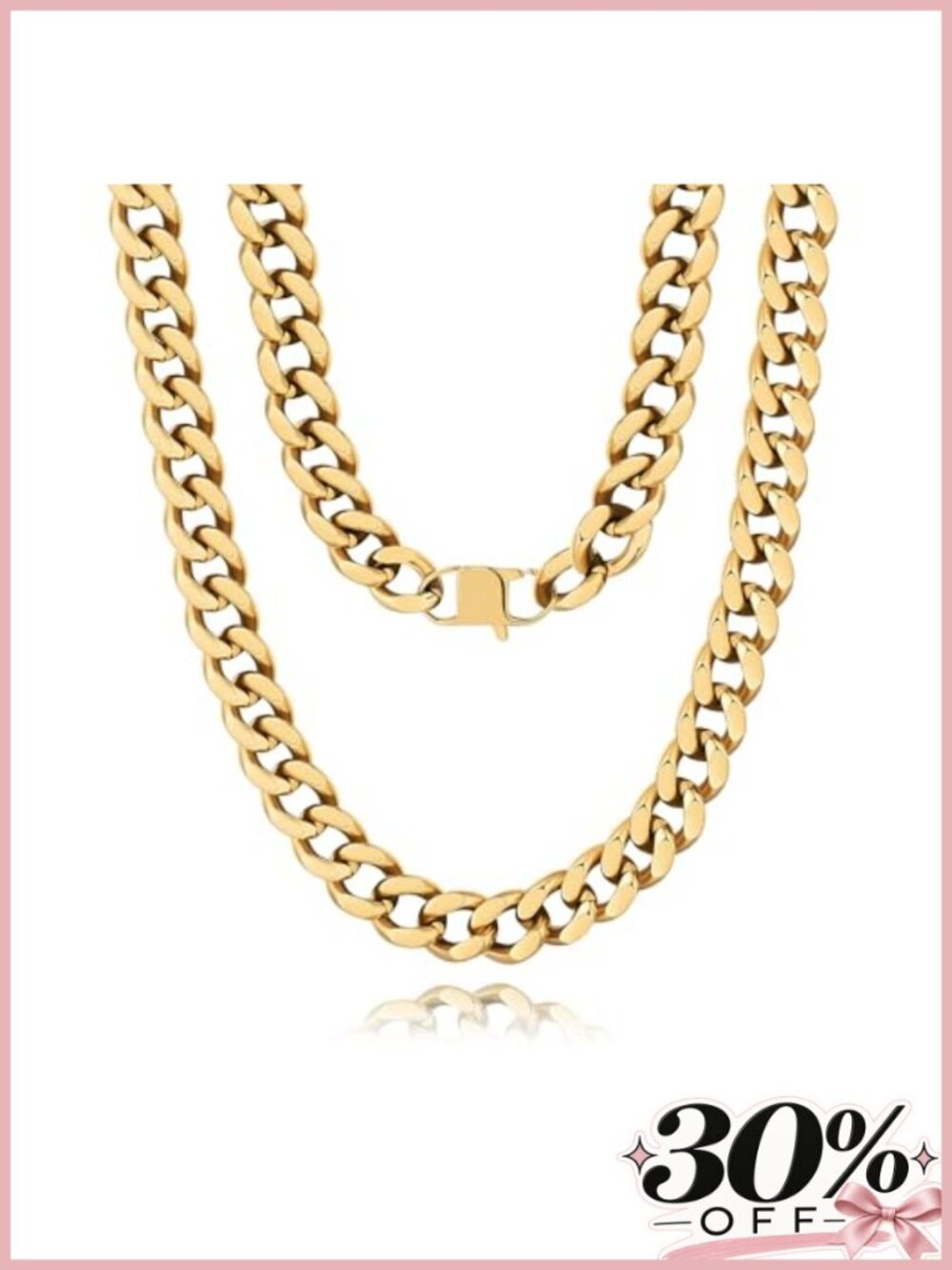 Chunky Cuban Link Curb Chain Necklace Stainless Steel Hip Hop Statement Unisex